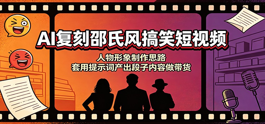AI复刻邵氏风搞笑短视频：人物形象制作思路，套用提示词产出段子内容做带货-独家科技资源网