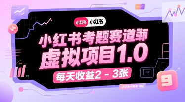 小红书考题赛道虚拟项目1.0，项目操作简单，每天收益2-3张-独家科技资源网