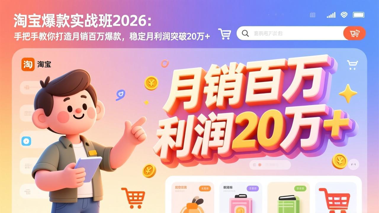 淘宝爆款实战班2026：手把手教你打造月销百万爆款，稳定月利润突破20万+-独家科技资源网