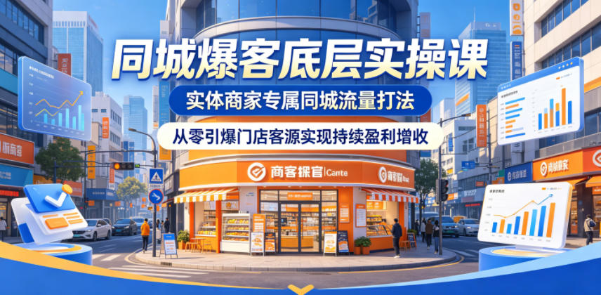 同城爆客底层实操课,实体商家专属同城流量打法,从零引爆门店客源实现持续盈利增收-独家科技资源网