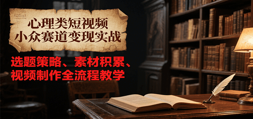心理类短视频小众赛道变现实战，选题策略、素材积累、视频制作全流程教学-独家科技资源网