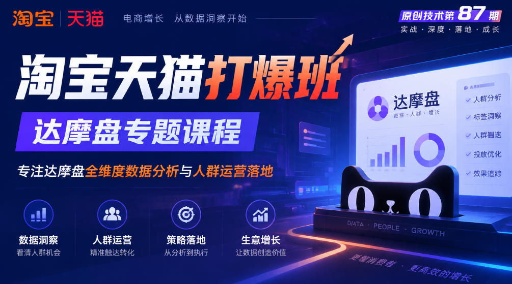 《淘宝天猫打爆班》原创技术第87期，达摩盘专题课程，专注达摩盘全维度数据分析与人群运营落地-独家科技资源网
