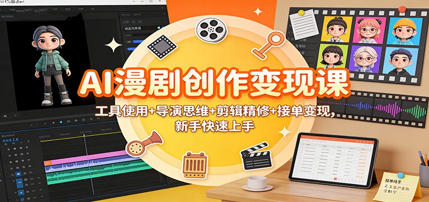 AI漫剧创作变现课:工具使用+导演思维+剪辑精修+接单变现,新手快速上手-独家科技资源网