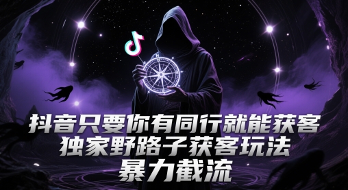 抖音只要你有同行就能获客，独家野路子获客玩法，暴力截流【揭秘】-独家科技资源网