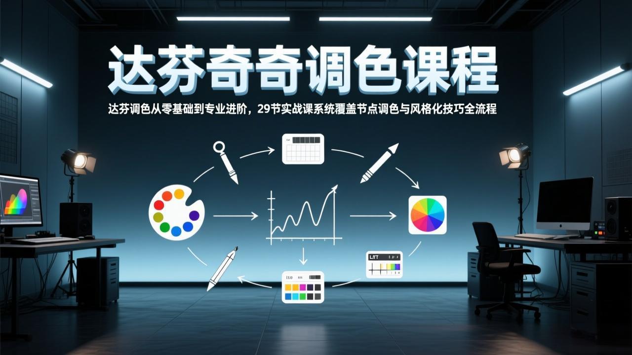 达芬奇调色从零基础到专业进阶，29节实战课系统覆盖节点调色与风格化技巧全流程-独家科技资源网
