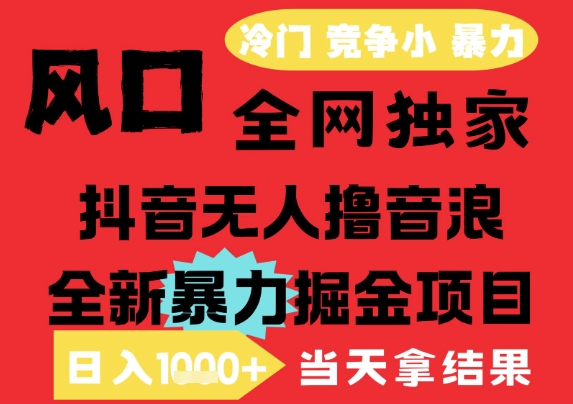 25年6月高爆抖音无人直播最新撸音浪掘金项目，解放双手小白可做，无脑日入1k+，门槛低【揭秘】-独家科技资源网