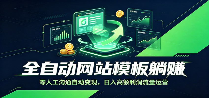 全自动网站模板躺赚：零人工沟通自动变现，日入高额利润流量运营-独家科技资源网