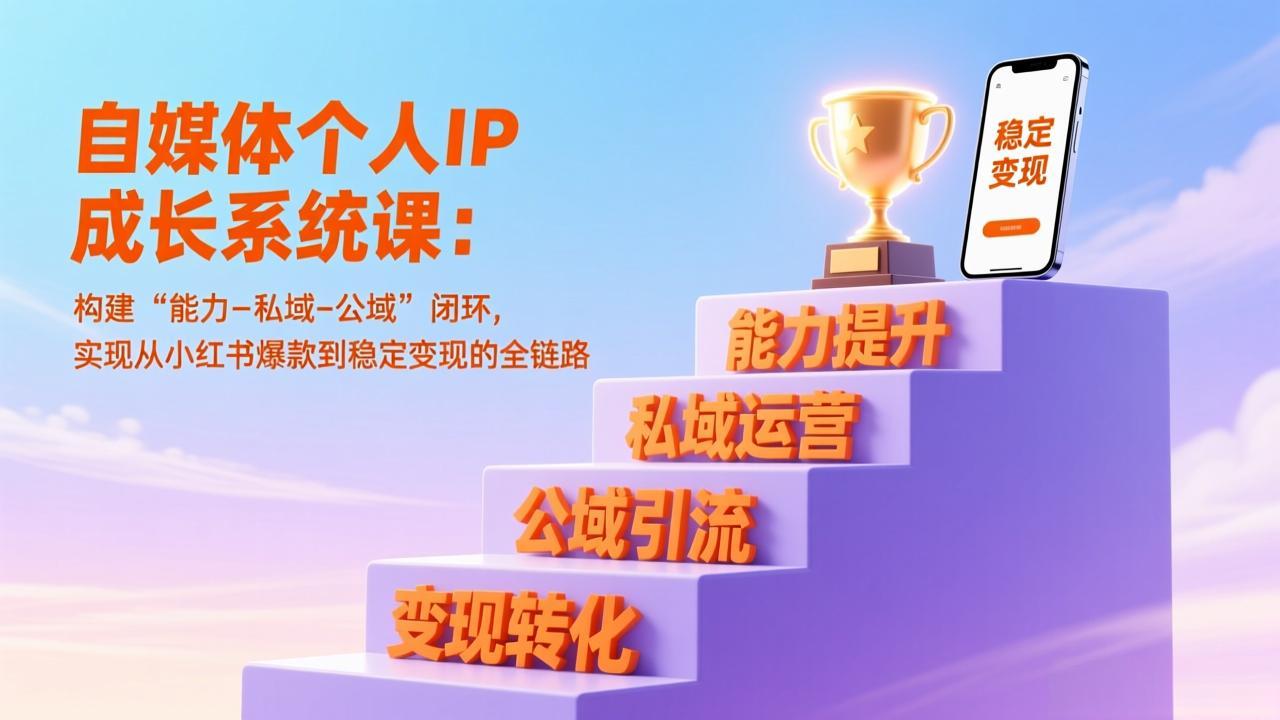 自媒体个人IP成长系统课：构建“能力-私域-公域”闭环，实现从小红书爆款到稳定变现的全链路-独家科技资源网