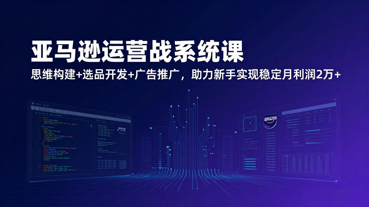 亚马逊运营实战系统课，思维构建+选品开发+广告推广，助力新手实现稳定月利润2万+(更新-独家科技资源网