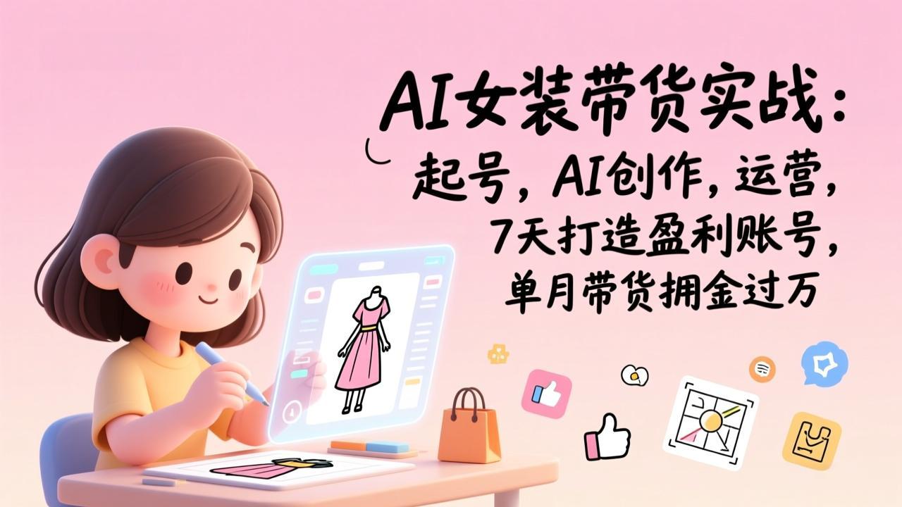 AI女装带货实战：起号，AI创作，运营，7天打造盈利账号，单月带货佣金过万-独家科技资源网