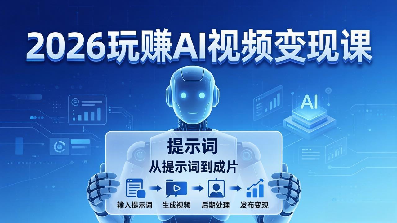 2026玩赚AI视频变现课：掌握 AI 视频全流程技能，从提示词到成片高效产出-独家科技资源网