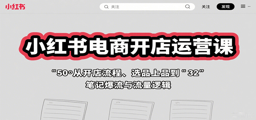 小红书电商开店运营课：从开店流程、选品上品到笔记爆流与流量逻辑-独家科技资源网
