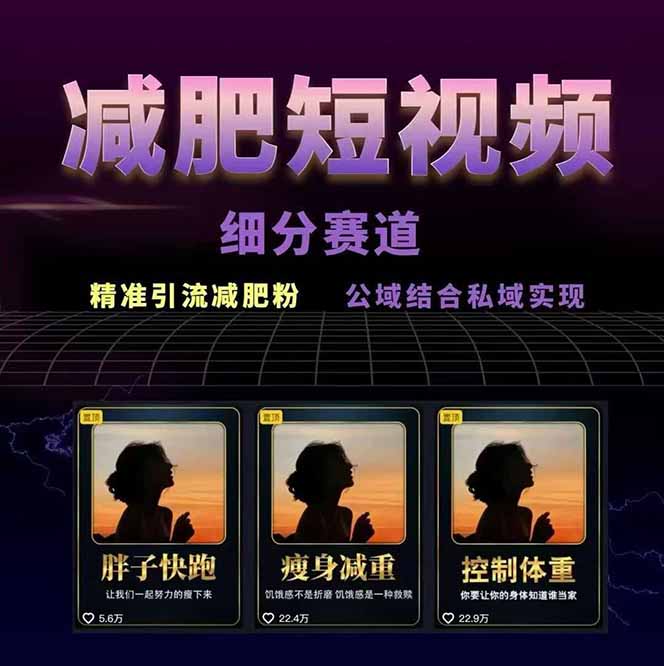 图片[1]-减肥短视频赛道运营课：素材准备-视频制作-引流变现全流程 (附素材-独家科技资源网