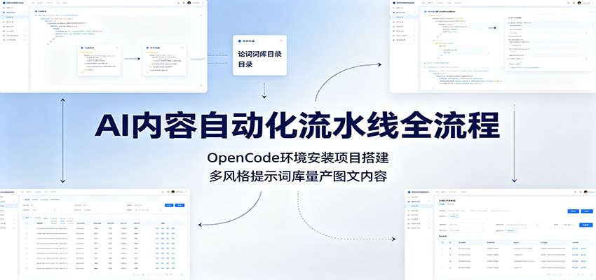 AI内容自动化流水线全流程：OpenCode环境安装项目搭建，多风格提示词库量产图文内容-独家科技资源网