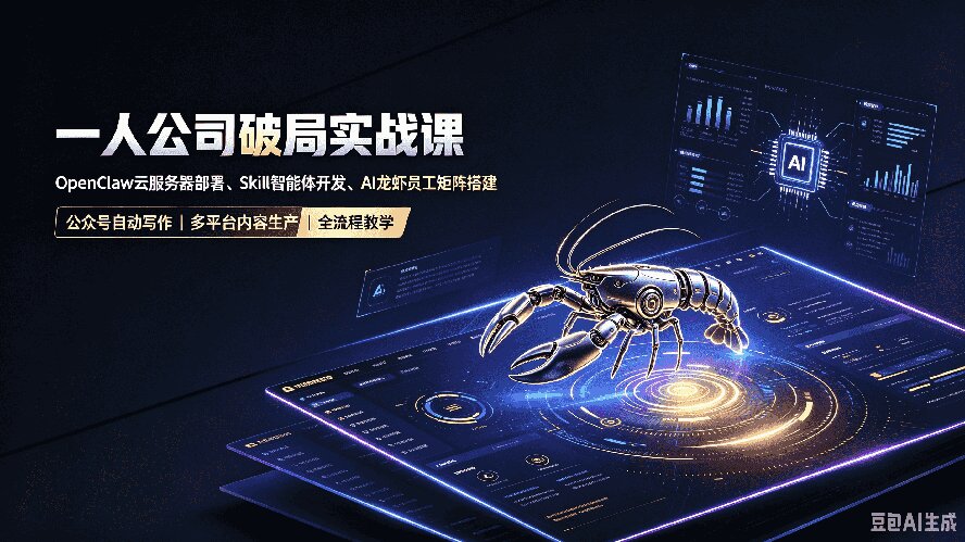 一人公司破局实战课｜OpenClaw云服务器部署、Skill智能体开发、AI龙虾员工矩阵搭建，公众号自动写作与多平台内容...-独家科技资源网