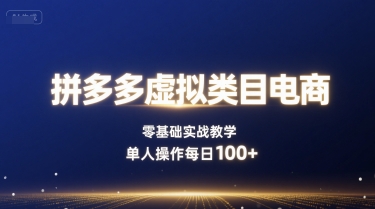 拼多多虚拟类目电商，零基础实战教学，单人操作每日100+-独家科技资源网