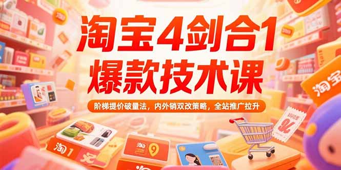 淘宝4剑合1爆款技术课73期：阶梯提价破量法，内外销双改策略 全站推广拉升-独家科技资源网