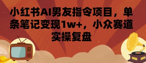 小红书AI男友指令项目，单条笔记变现1w+，小众赛道实操复盘-独家科技资源网
