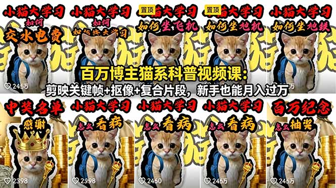 百万博主猫系科普视频课:剪映关键帧+抠像+复合片段,新手也能月入过万-独家科技资源网