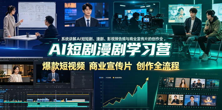 AI短剧漫剧学习营，系统讲解AI短剧、漫剧、影视预告片、爆款短视频与商业宣传片的创作全流程-独家科技资源网