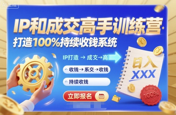 带你成为IP和成交高手的训练营，打造100%持续收钱系统-独家科技资源网