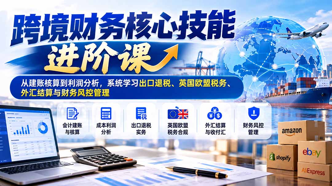 跨境财务核心技能进阶课:从建账核算到利润分析,系统学习出口退税、英国欧盟税务、外汇结算与财务风控管理-独家科技资源网