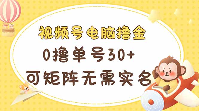 视频号电脑撸金 0撸单号30+ 可矩阵 无需实名多号多得-独家科技资源网