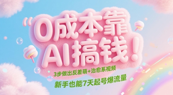 0成本靠AI搞钱！3步做出反差萌+治愈系视频，新手也能7天起号爆流量-独家科技资源网