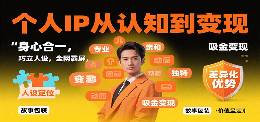 个人IP从认知到变现，身心合一，巧立人设，全网霸屏，吸金变现-独家科技资源网