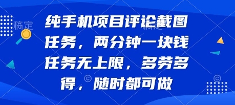 纯手机项目评论截图任务，两分钟一块钱 任务无上限多劳多得，随时随地都能做【揭秘】-独家科技资源网