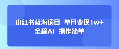 小红书蓝海项目 单月变现1w+ 全程AI 操作简单-独家科技资源网