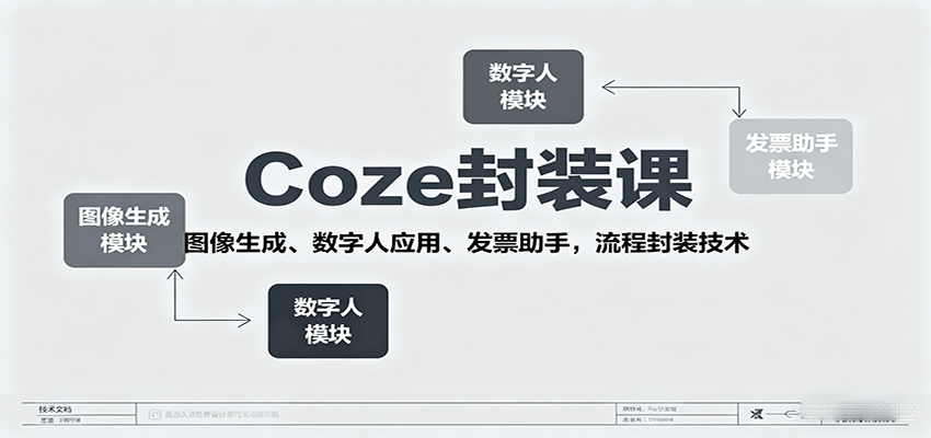 Coze封装课，图像生成、数字人应用、发票助手，流程封装技术-独家科技资源网