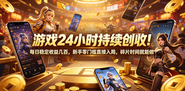 游戏24小时持续创收!每日稳定收益几百,新手零门槛直接入局,碎片时间就能做【揭秘】-独家科技资源网