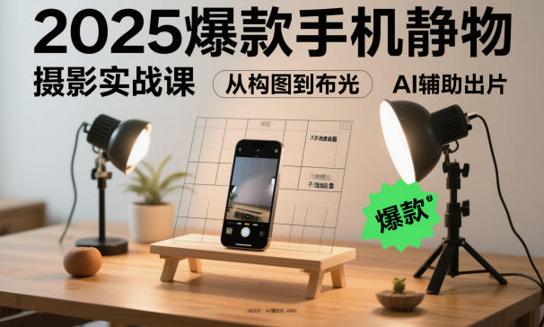 2025爆款手机静物摄影实战课,从构图到布光,不用贵设备,AI辅助出片-独家科技资源网