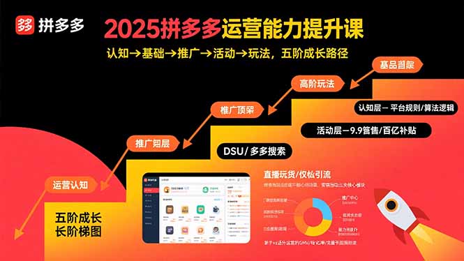 2025拼多多运营能力提升课：认知→基础→推广→活动→玩法，五阶成长路径-独家科技资源网
