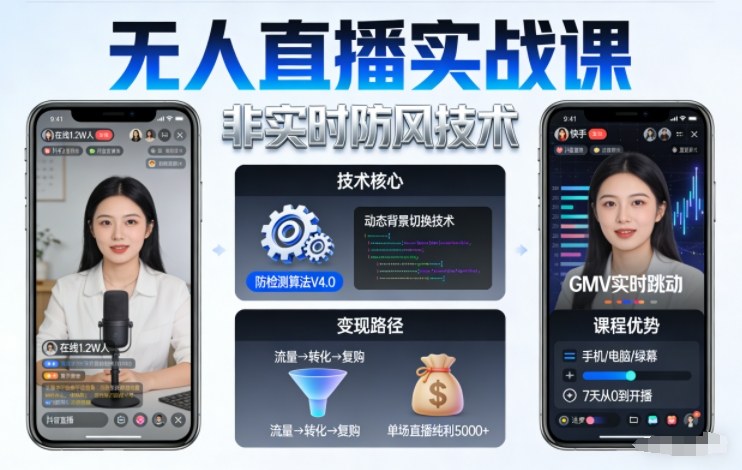 宝子哥无人直播实战课，非实时防风技术，聚焦抖音快手等平台直播带货，轻松开启直播变现之路(更新260908)-独家科技资源网