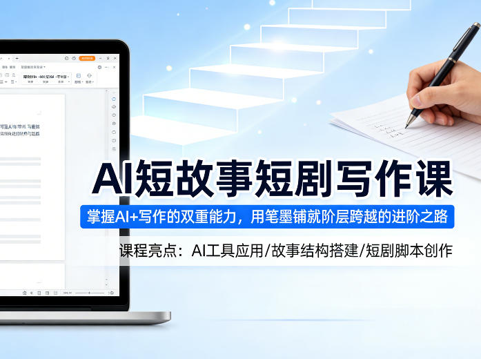 AI短故事短剧写作课，掌握AI+写作的双重能力，用笔墨铺就阶层跨越的进阶之路-独家科技资源网