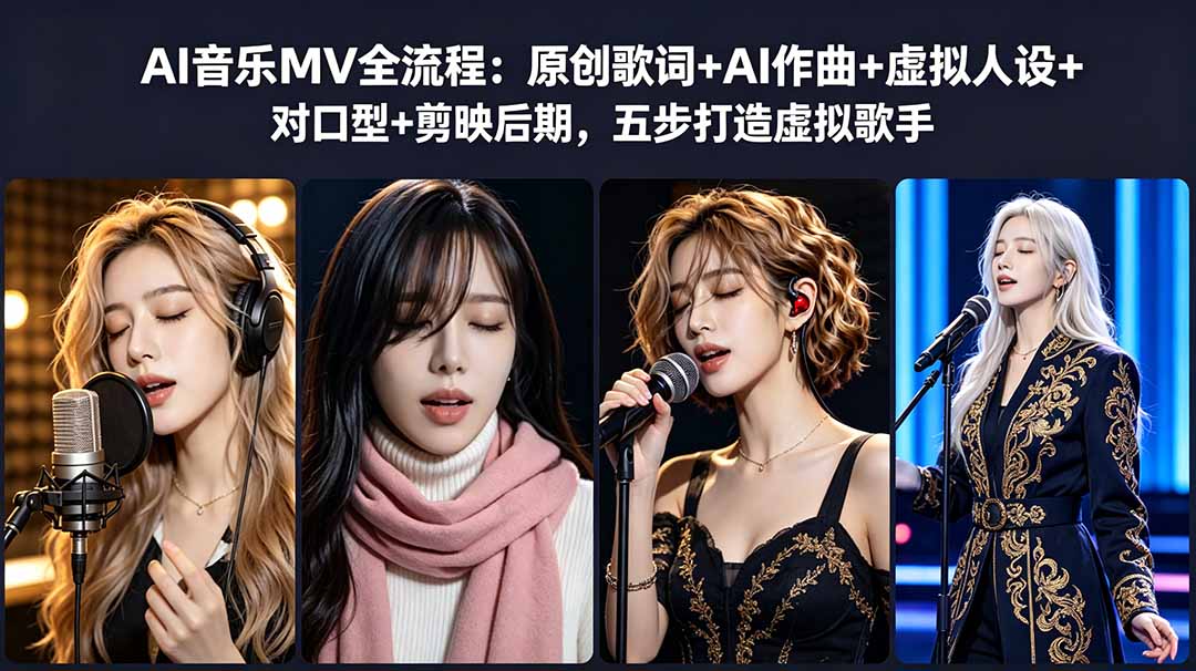 AI音乐MV全流程:原创歌词+AI作曲+虚拟人设+对口型+剪映后期,五步打造虚拟歌手-独家科技资源网