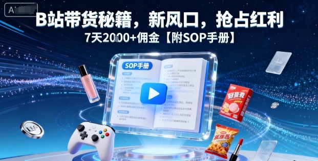 B站带货秘籍，新风口，抢占红利，7天2k+佣金【附SOP手册】-独家科技资源网
