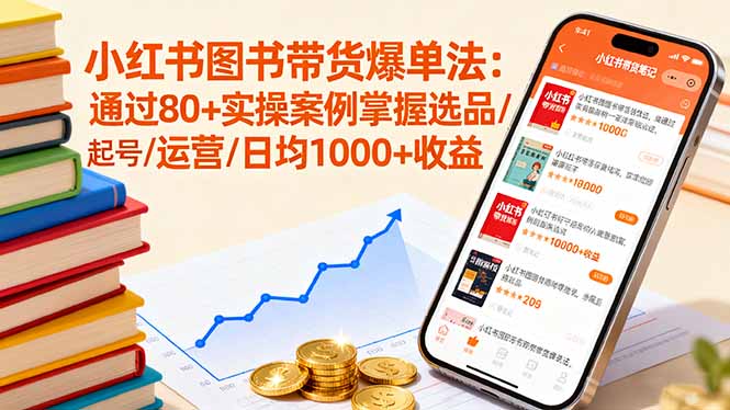 小红书图书带货爆单法：通过80+实操案例掌握选品/起号/运营/日均1000+收益-独家科技资源网