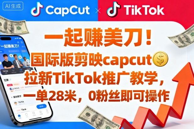 一起賺美刀！国际版剪映capcut拉新TikTok推广教学，一单28米，0粉丝即可操作(附推广入口和教学)-独家科技资源网