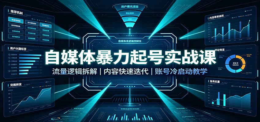 自媒体暴力起号实战课：流量逻辑拆解，内容快速迭代，账号冷启动教学-独家科技资源网