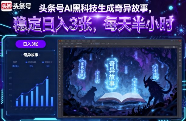 头条号AI黑科技生成奇异故事，稳定日入3张，每天半小时-独家科技资源网