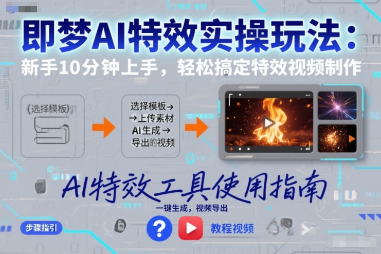 即梦AI特效实操玩法：新手10分钟上手，轻松搞定特效视频制作-独家科技资源网
