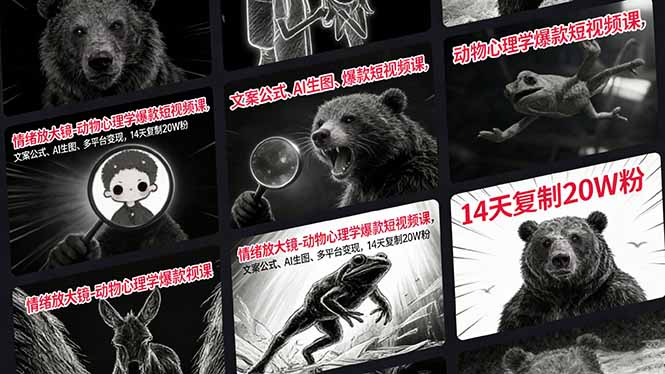 情绪放大镜-动物心理学爆款短视频课，文案公式、AI生图、多平台变现，14天复制20W粉-独家科技资源网
