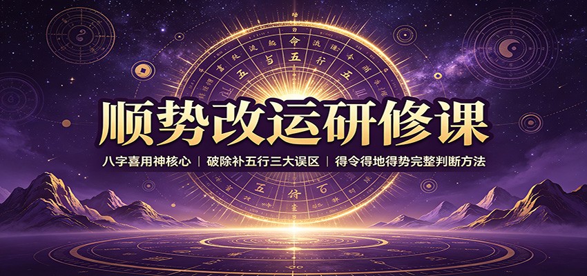 顺势改运研修课：八字喜用神核心，破除补五行三大误区，得令得地得势完整判断方法-独家科技资源网