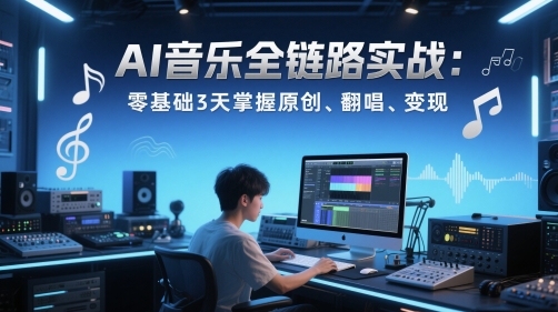 AI音乐全链路实战变现课：零基础3天掌握原创、翻唱、变现-独家科技资源网