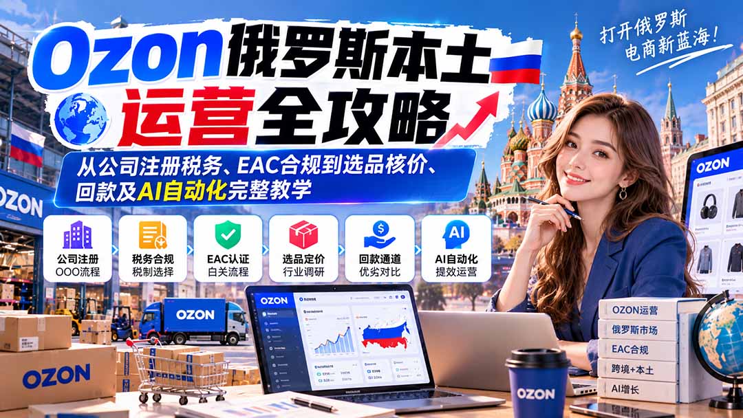 Ozon俄罗斯本土运营全攻略:从公司注册税务、EAC合规到选品核价、回款及AI自动化完整教学-独家科技资源网