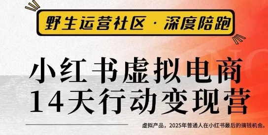 小红书虚拟电商14天变现训练营3.0，​虚拟产品，2025年普通人在小红书最后的搞钱机会-独家科技资源网