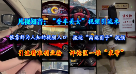 凡视知音：“香车美女”视频引流术，依靠鲜为人知的视频入口，搬运“高端圈子”视频，引流精准创业粉，评论区一堆“求带”-独家科技资源网